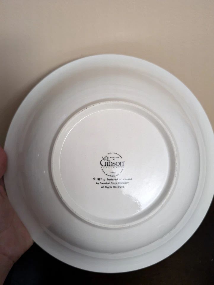 Cuencos de sopa Campbells de Gibson 1997 verduras negras a cuadros  Foto 4 de 4