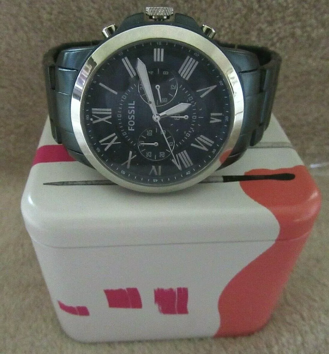 The grant stainless steel fossil chronograph watch hot sale