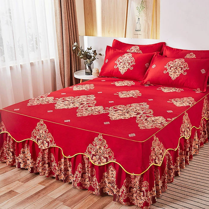 Floral bed top skirt king