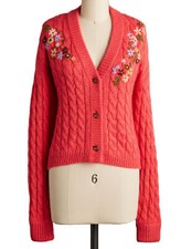 NWT Sundance Catalog Orange Embroidered Pocket Of Posies Cardigan XXL