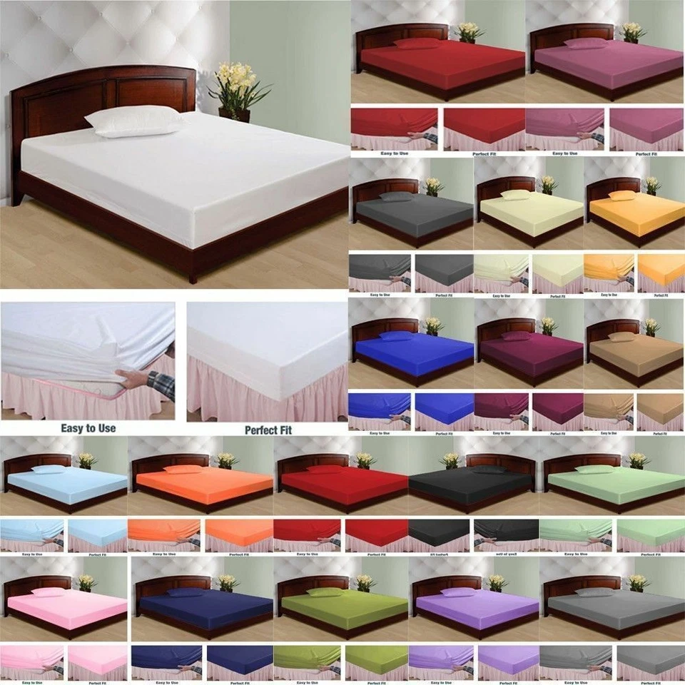600TC Egyptian Pure Cotton Extra Deep Wall Fitted Sheet S/KS/D/Q/K Size 13Colors - image 2 of 4
