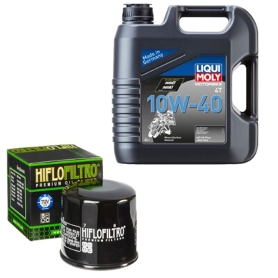 Triumph Bonneville 900 EFI T100 Black ABS 2018, LM 10W-40  4L,HiFlo Ölfilter Set