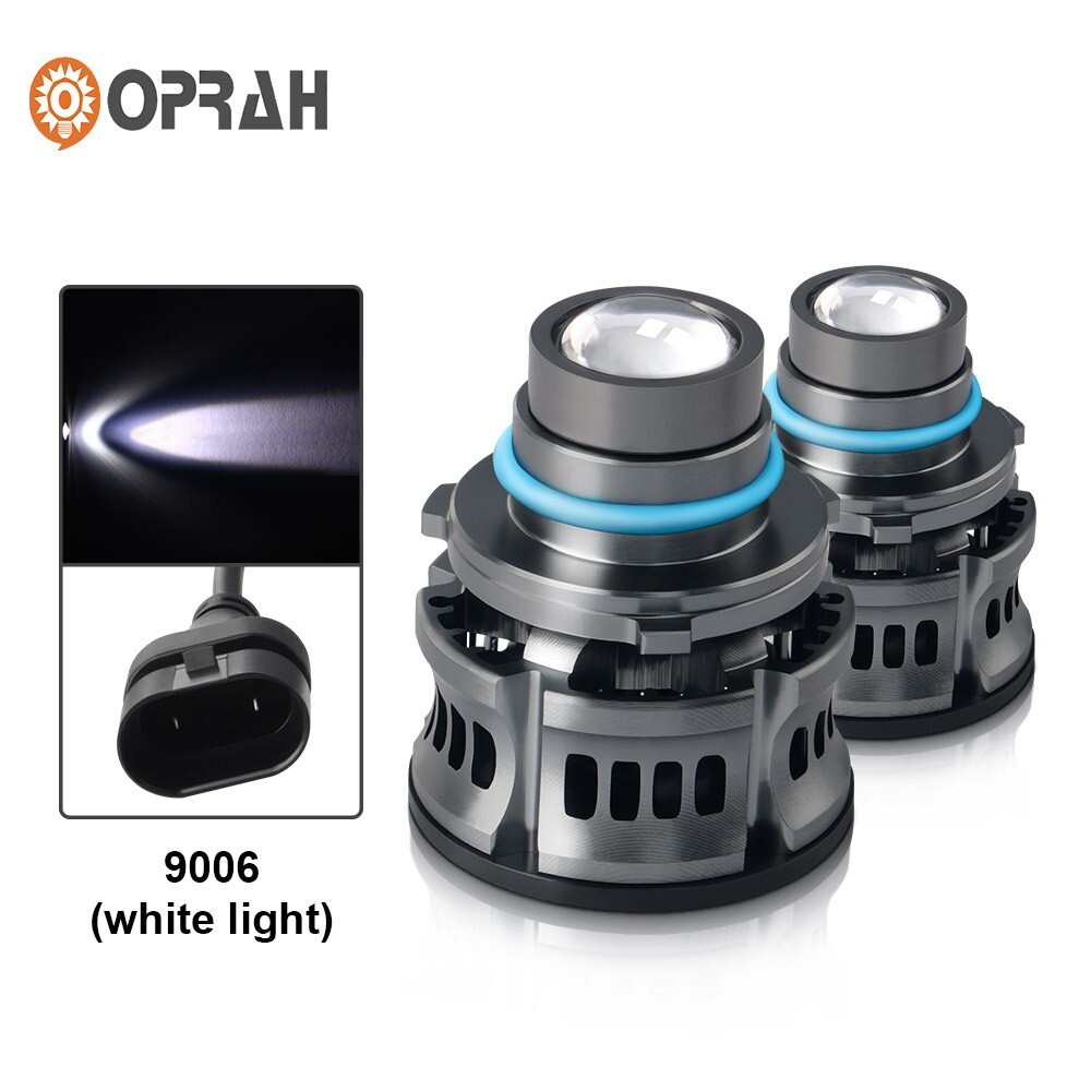 2X 9006 LED Headlight Bulb Laser Projector Len Fog Lamp Super White Light 6500K