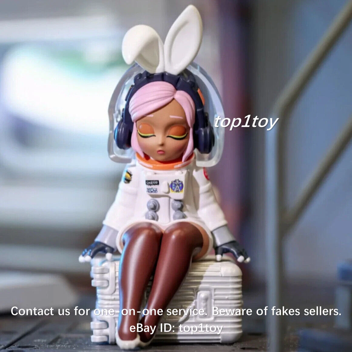POP MART x COOLABO Space Hood Series Astro Rabbit-Tan Mini figure Art Toy Gift