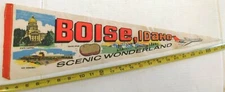 VINTAGE BOISE IDAHO SCENIC WONDERWORLD FELT PENNANT 23.5" {F270}