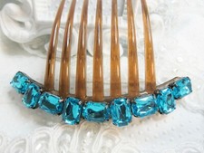 Turquoise Color Giant Rhinestone Bling Large Hair Comb light and easy to wear