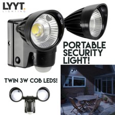 Outdoor Dual 3W LED Bright PIR Security Flood Light Wall Mount - Battery Powered