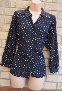 blue spotted blouse