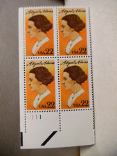 SCOTT STAMP # 2146 ABIGAIL ADAMS 22 CENT PLATE BLOCK - MNH