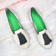 Rothy  s Wool Merino Tassel Loafer Size 6 Limited Edition White Grey Retired NEW