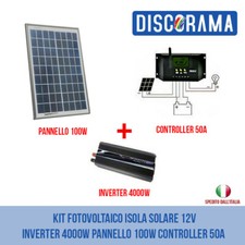 Kit Fotovoltaico Isola Solare 12V Inverter 4000W Pannello 100W Controller 50A - Miniatura 1