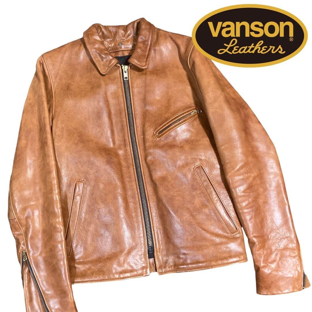 VANSON Leather Single Riders Jacket men Size 34 Color Brown VANSON Leather Single Riders Jacket men Size 34 Color Brown