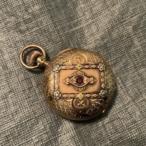 Antique Solid 14k Gold 1889 Elgin 6S Full Hunter Case Pocket Watch ~ Running ~