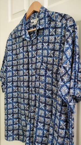 Knightsbridge Mens Hawaiian Rayon Blue Palm Tree Print Button Up Shirt Sz M Used - 第 3/8 張圖片
