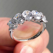 2.20Ctw Oval Cut Moissanite Five Stone Engagement Band Ring Solid 950 Platinum
