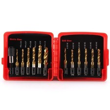 Titanium Combination Drill Tap Bit Set 13PCS for SAE and Metric Tap Bits Kit