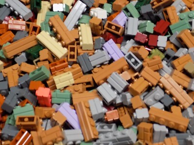 LEGO 1/2 Pound 1 x 2 & 1 x 4 Masonry Brick Fun Lot 15533 98283 {WASHED}
