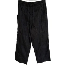Jaquline Design Black Studio Linen Pants With Pockets and Draw Strig Lounge Pant