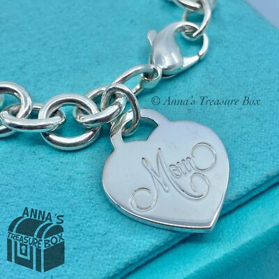 Tiffany & Co. 925 Silver Medium MOM Heart Tag 7.5