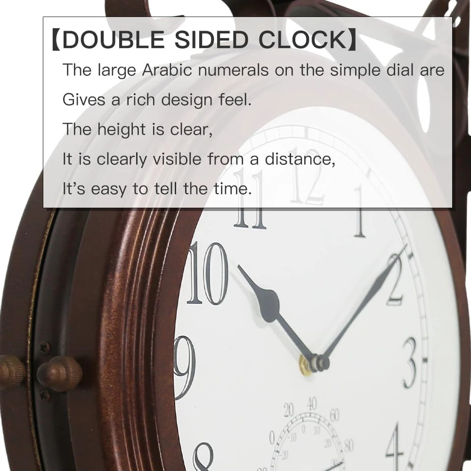 66276A Double Sided Metal Wall Clock with Antique Red Copper. Dial: 10-Inch,Ther - Image 3 of 4