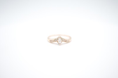 14K Gelbgold Marquise Diamant V Band Ring 0,26ct Größe 7