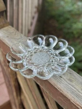 Deviled Egg Dish, #591, Princess House Fantasia Egg Platter, Poinsettia Egg