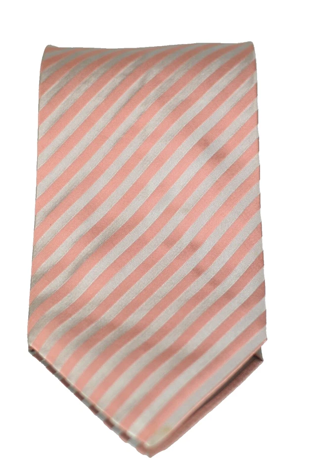 Gravata Hugo Boss gravata rosa listrada tecido de seda 57 x 3,5 pol. - Imagem 2 de 3