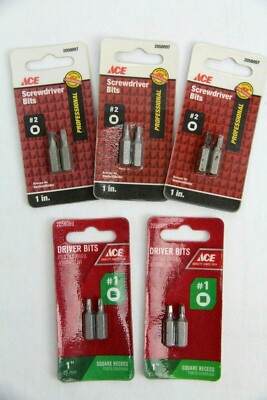 Lot of 5 Packs Ace #1, #2 Square Driver Bits