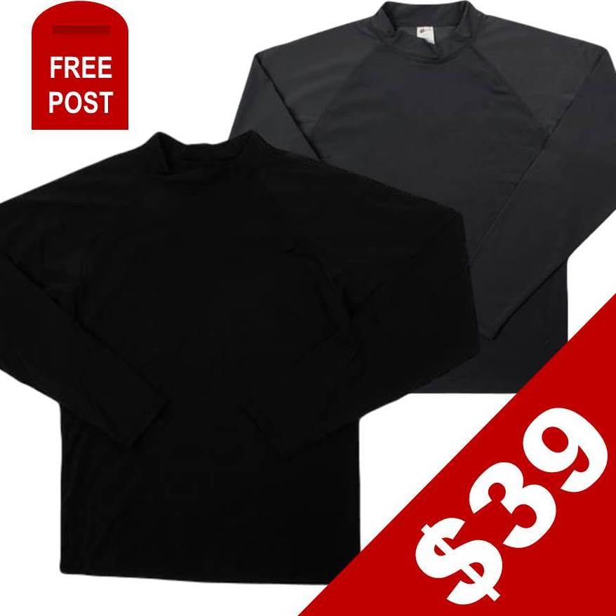 Cancer Council Mens Long Sleeve Rashie Black Grey Rash Vest XS S L XXL