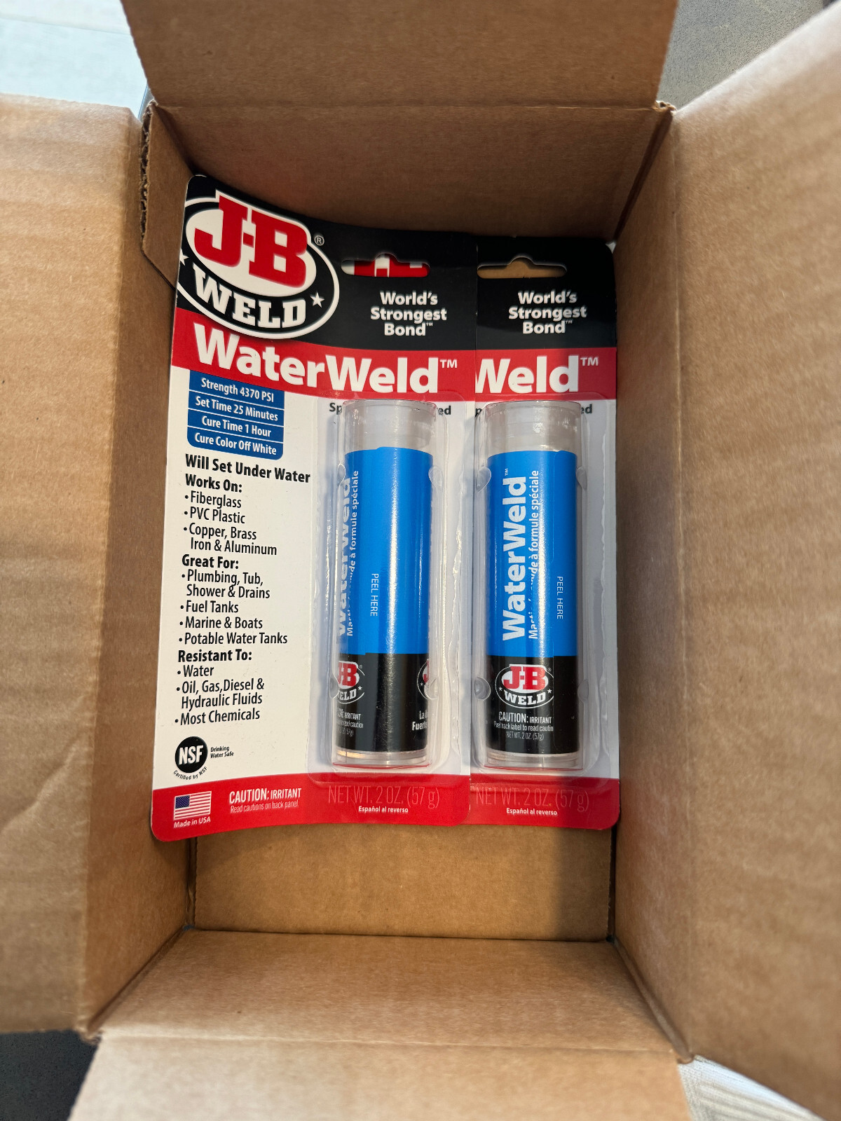 2Pack NEW JB WELD 8277 WATER WELD UNDERWATER REPAIR PUTTY EPOXY GLUE