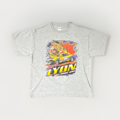 Gildan Ultra Cotton Men's Gray Jeff Lyon #59 Racing Graphic Print T-Shirt XL OLD
