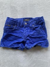 Polo Ralph Lauren Blue Denim Shorts Girls 5 Raw Hem Mini Distressed Youth Kids