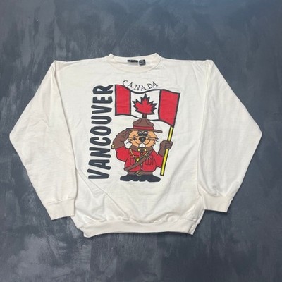 Vintage Vancouver Beaver Mountie Sweatshirt mensMedium White 1990s Stone