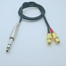 6.35mm 1/4" TRS Plug to L R dual 2x RCA Phono Female Y Cable for Monitor Decoder