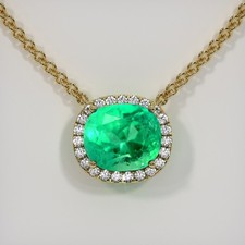Colombia Cushion Green Emerald 18K Yellow Gold Necklace 3.87CT