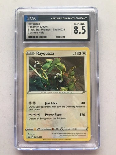 Rayquaza Pokémon 2020 Black Star Promos SWSH029 Cosmos Holo Cgc 8.5! Read Desc!
