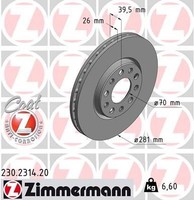 2X Zimmermann Bremsscheibe 230.2314.20 FüR Alfa Romeo Fiat Jeep