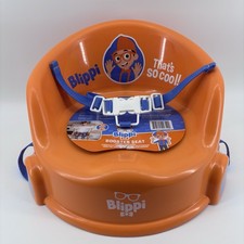 Blippi 15-Inch Orange Kids Plastic Chair Floor Booster seat w/Safety Harness