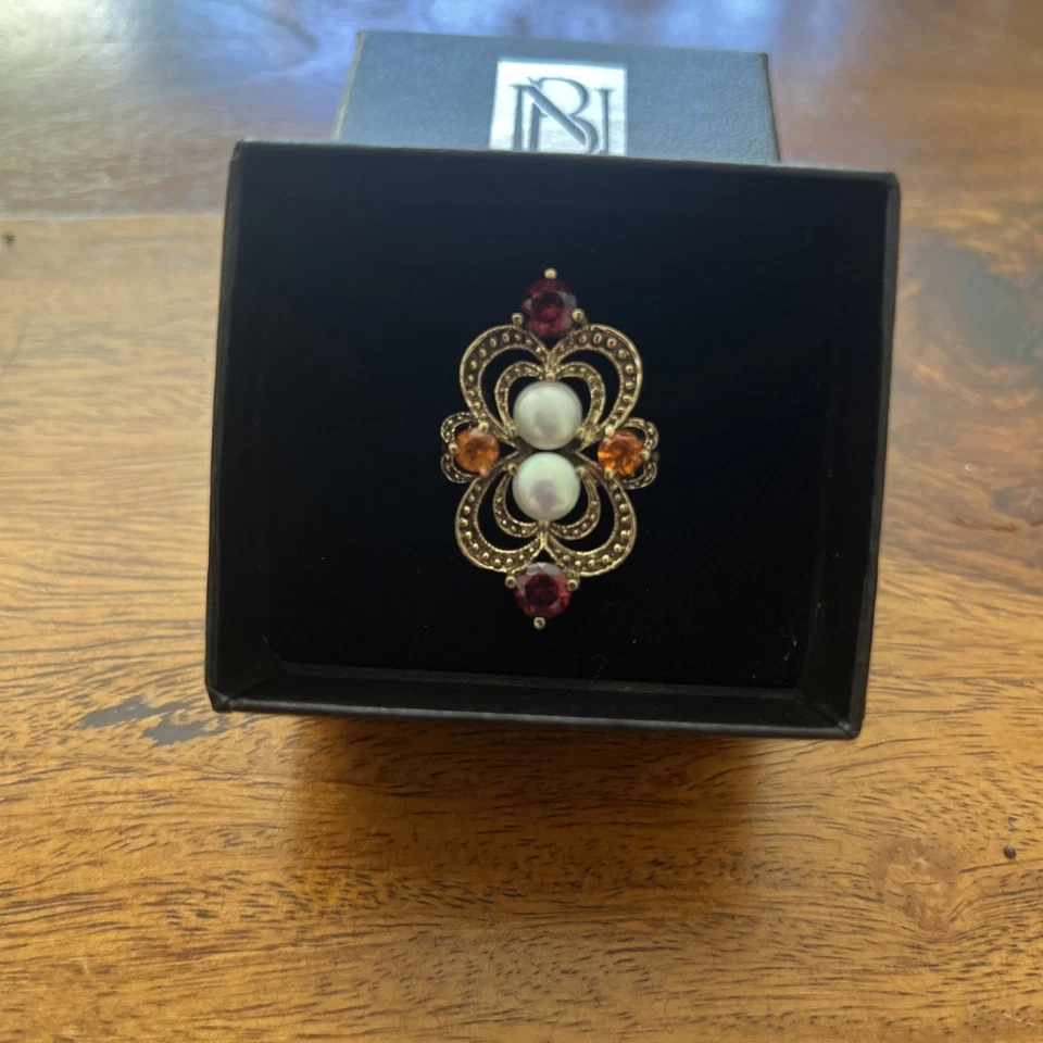 Nicky Butler Moonstone Garnet Gemstone Ring - Image 2 of 4