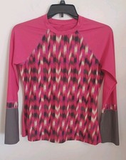 Prana Lorelei Womens Long Sleeve Rash Guard Swim Shirt Top Medium Pink Colorful