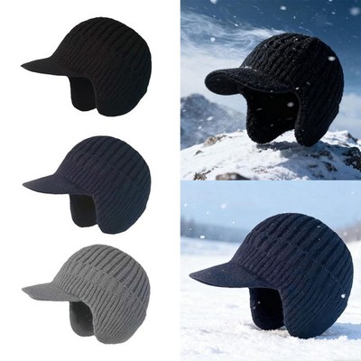 Motorcycle Ear Cover Baseball Cap Warm Winter Knitted Hat for Men Women Cycling