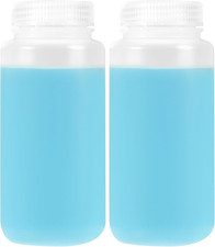 2 Pcs 16Oz/500Ml Plastic Sample Bottles, Polypropylene Wide Mouth Lab Reagent Bo