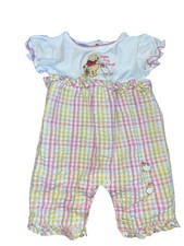 Vintage Winnie The Pooh Girls Romper Size 0-3 Months Seersucker Pastel Sheep