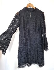 Joanna Hope Dress Size 10 Black Lace Trumpet Sleeve Gothic Occasion Cocktail