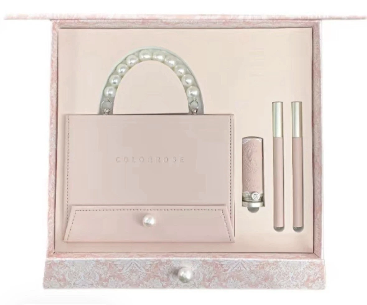 Cosmetic Set with Eyeshadow, Blush, Highlighter, and Strawberry Lipstick