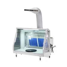 Airbrush Booth Water Curtain with 3 LED Light 3 Fans Revolving Turntable and ...