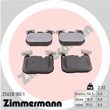 Front Axle Zimmermann 25028.180.1 Brake Pad Set, Disc Brake for BMW, BMW (B