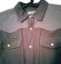 Magellan Mens Dark Grey Pocket Pearl Snap Button Pecos Ridge Flex Shacket Sz Med