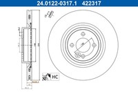 2X Ate Bremsscheibe 24.0122-0317.1 FüR Mini R56 Clubman R55 R57 R58 Roadster R59