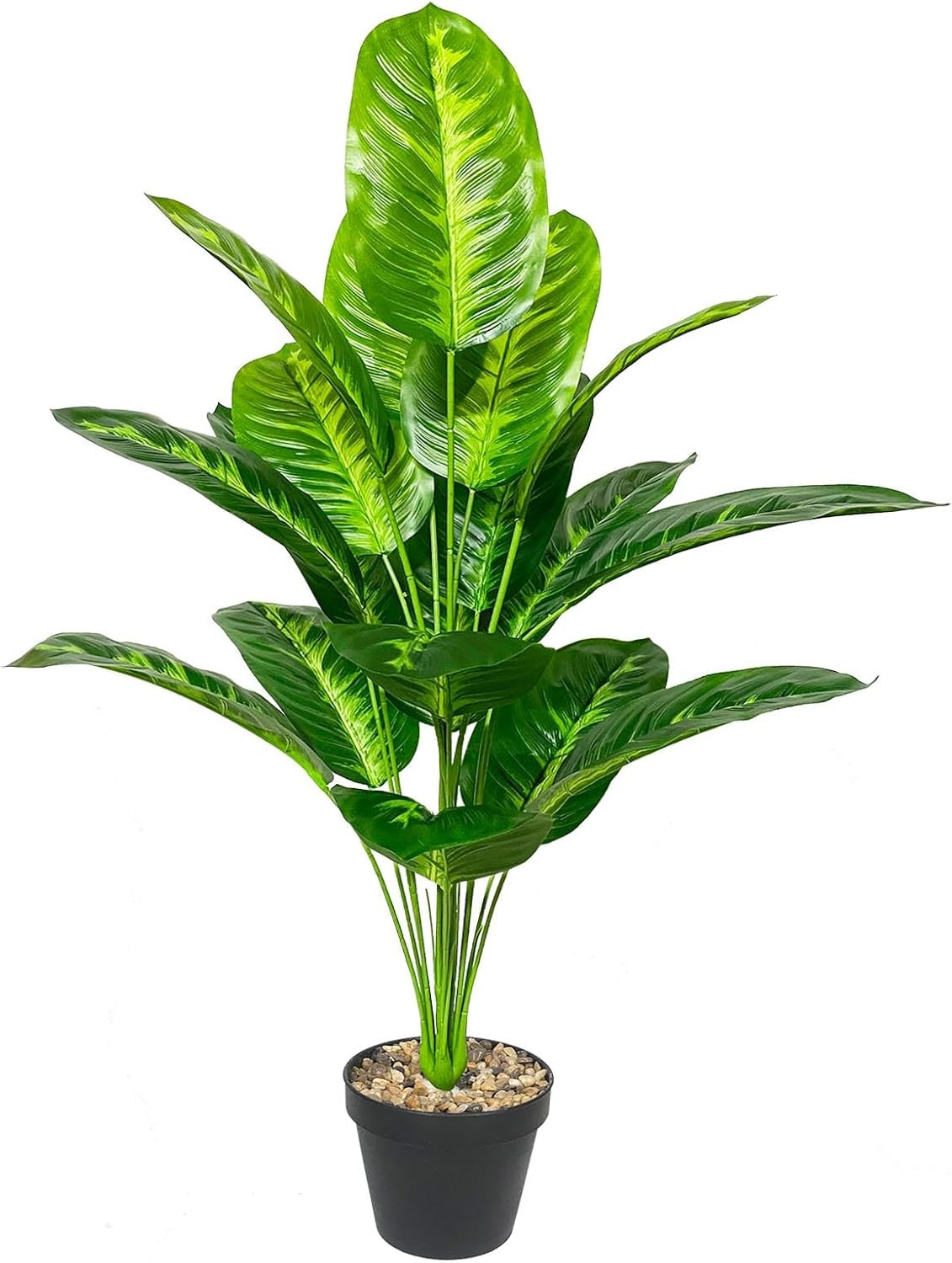 Artificial Plant in Pot Fake Tree Trunks Leaves Faux Potted for Indoor Outdoor M